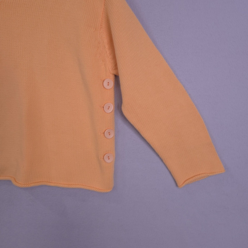 J Jill Sweater Womens Orange Small Long Sleeve Cropped Side Button Pullover - Picture 6 of 16